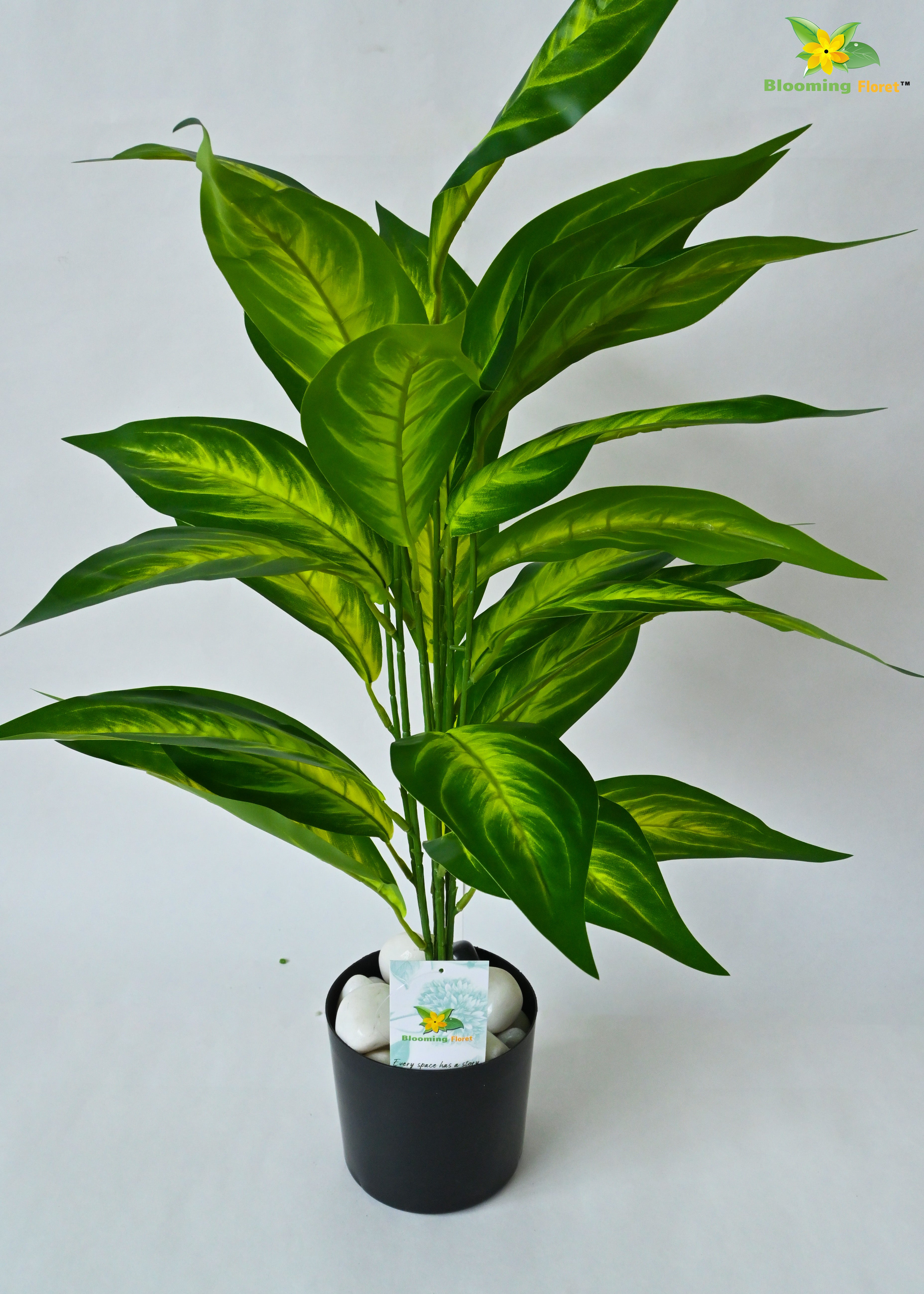 Artificial Dieffenbachia Amoena Plant For Decor 26 Leaves with Pot | 71.1 cm Tall