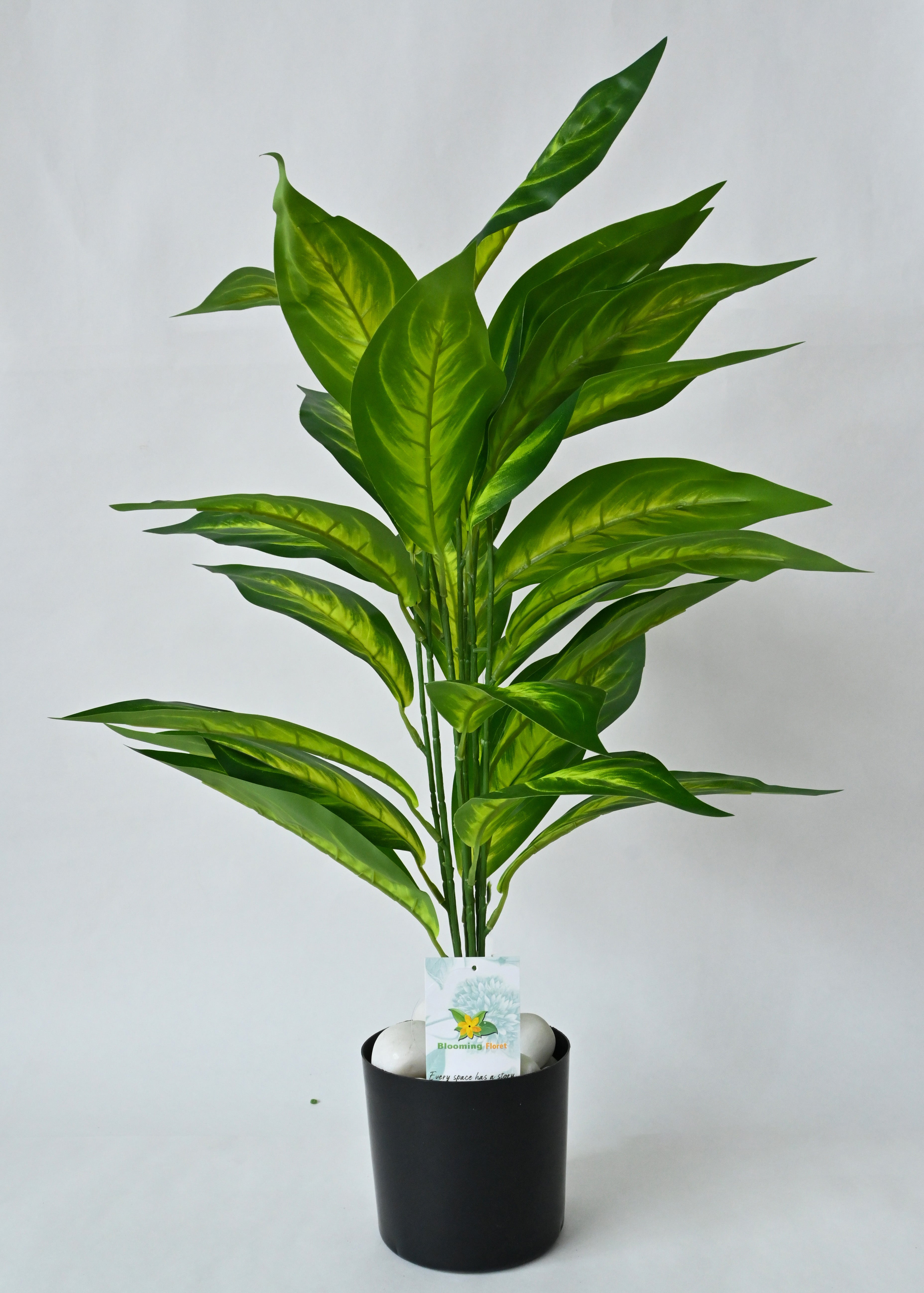 Artificial Dieffenbachia Amoena Plant For Decor 26 Leaves with Pot | 71.1 cm Tall