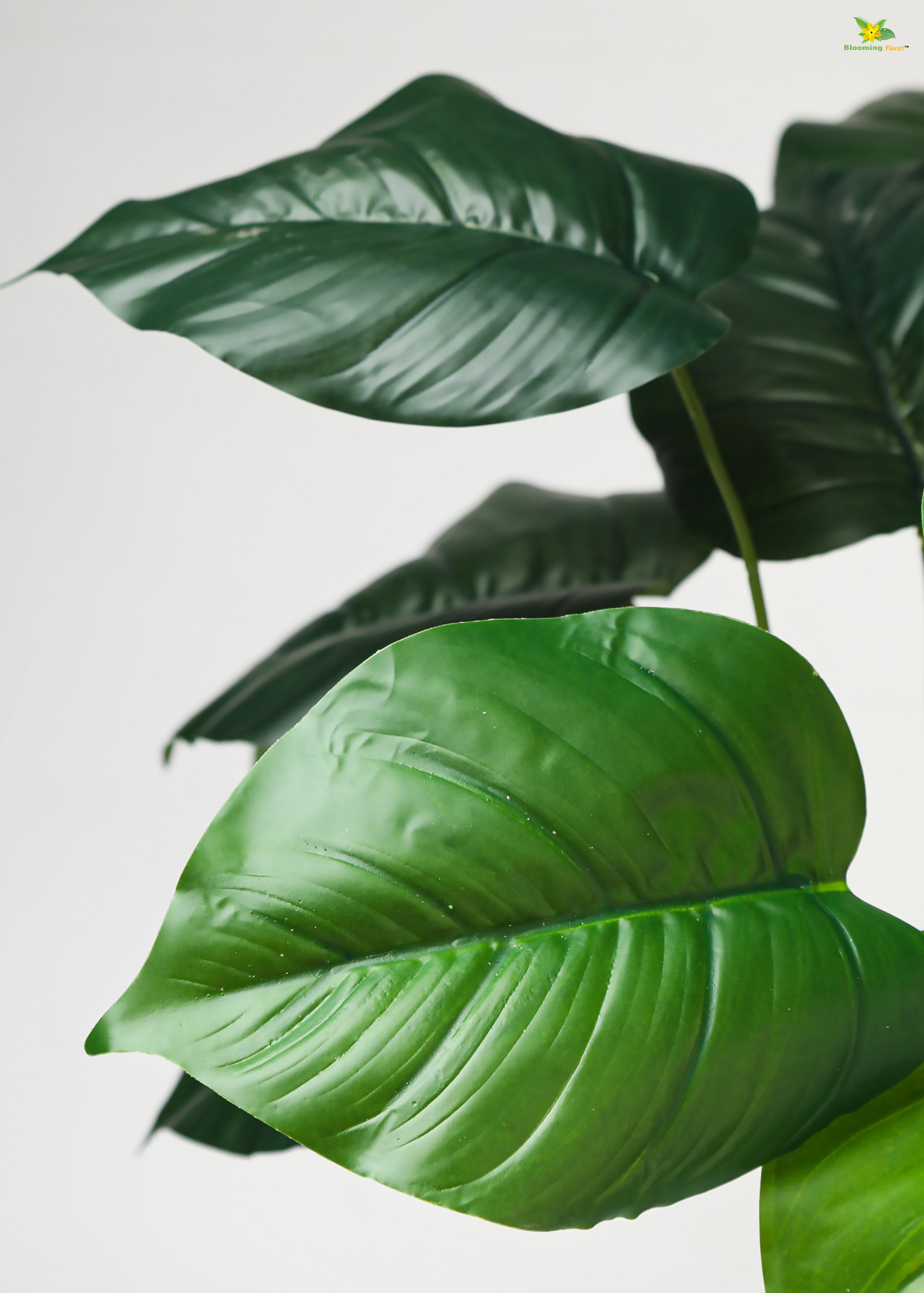 Artificial Philodendron Plant For Decor-12 Green Leaves-50.8 cm Short Tropical Plant-With Basic Pot