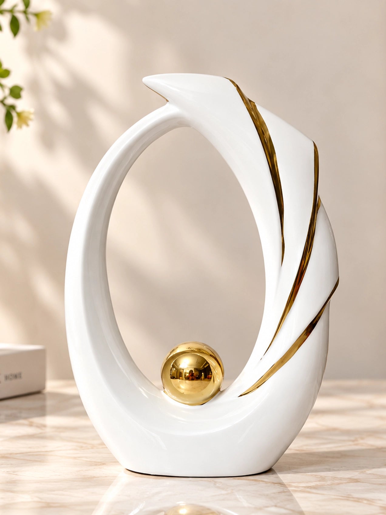 Modern Abstract Art Ceramic Statue | White | 30 cm