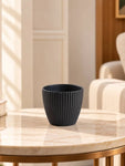 Elegant Ribbed Melamine Pot | Black | 15 cm