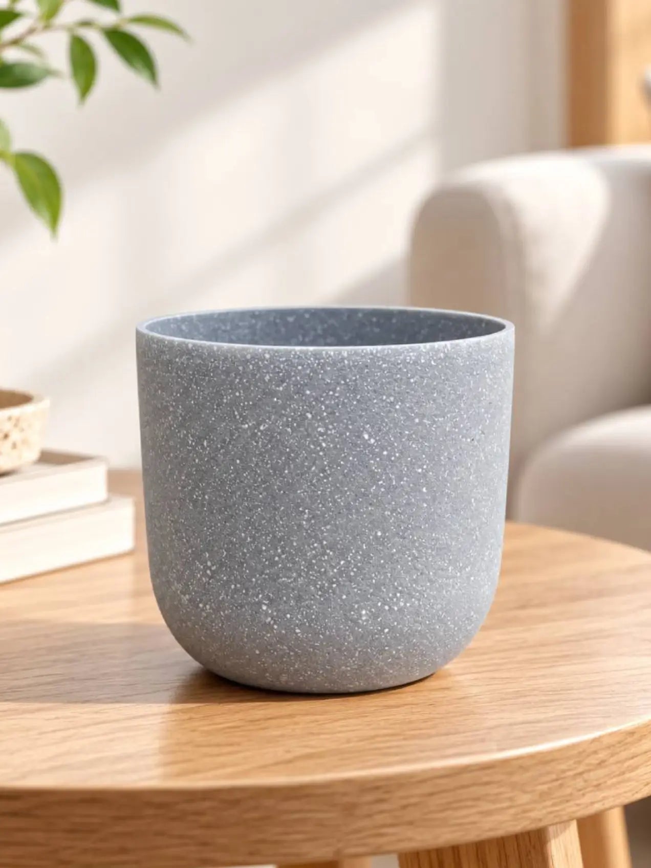Round Base Fiber Pot | Grey | 10 cm