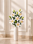 Artificial Lily Flower Stick | White & Yellow | 88 cm | Set of 2