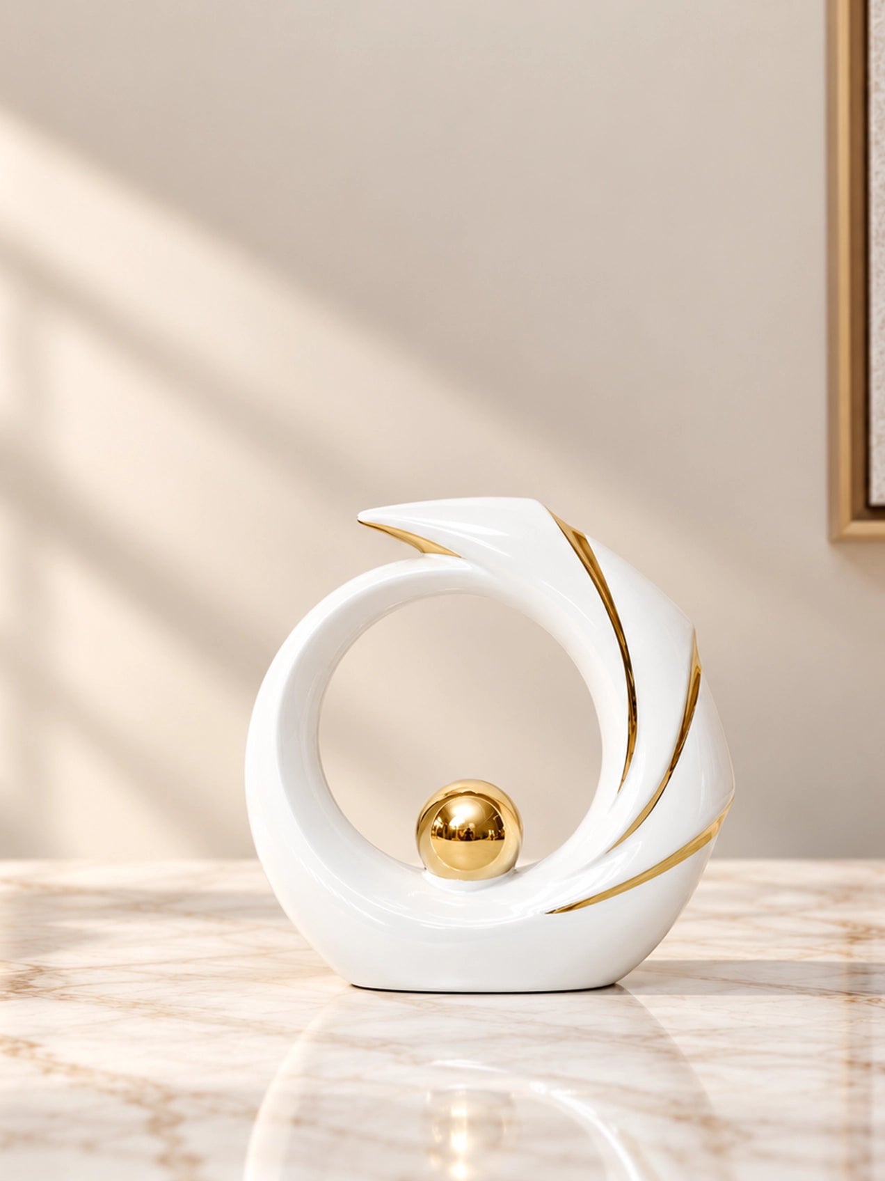 Modern Abstract Art Ceramic Statue | White | 20 cm