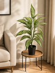 Artificial Ivory White Croton Plant | 74 cm | 26 Leaves | With Basic Pot