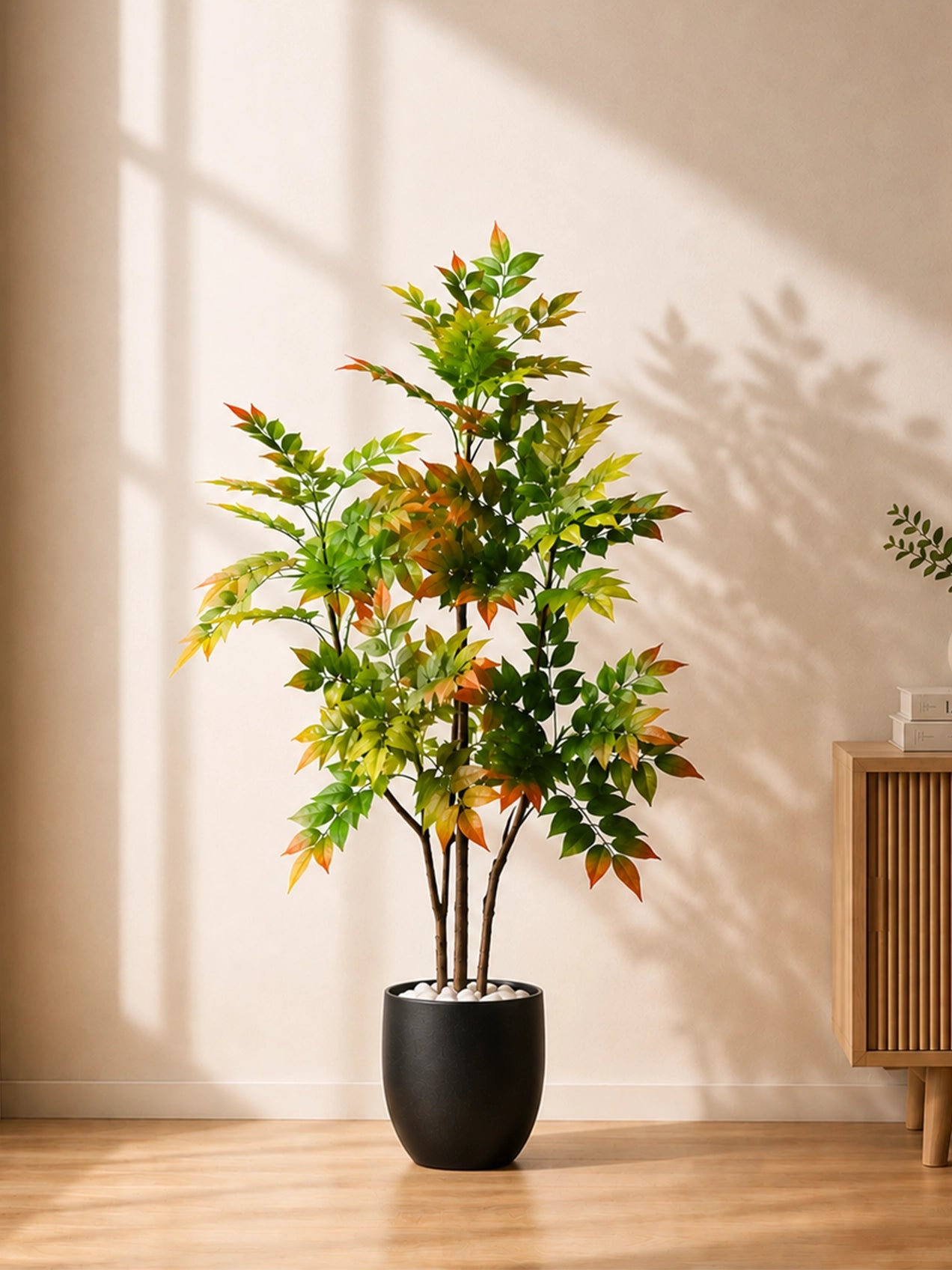 Minimalistic Faux Autumn Sumac Tree | 120 cm | With Basic Pot