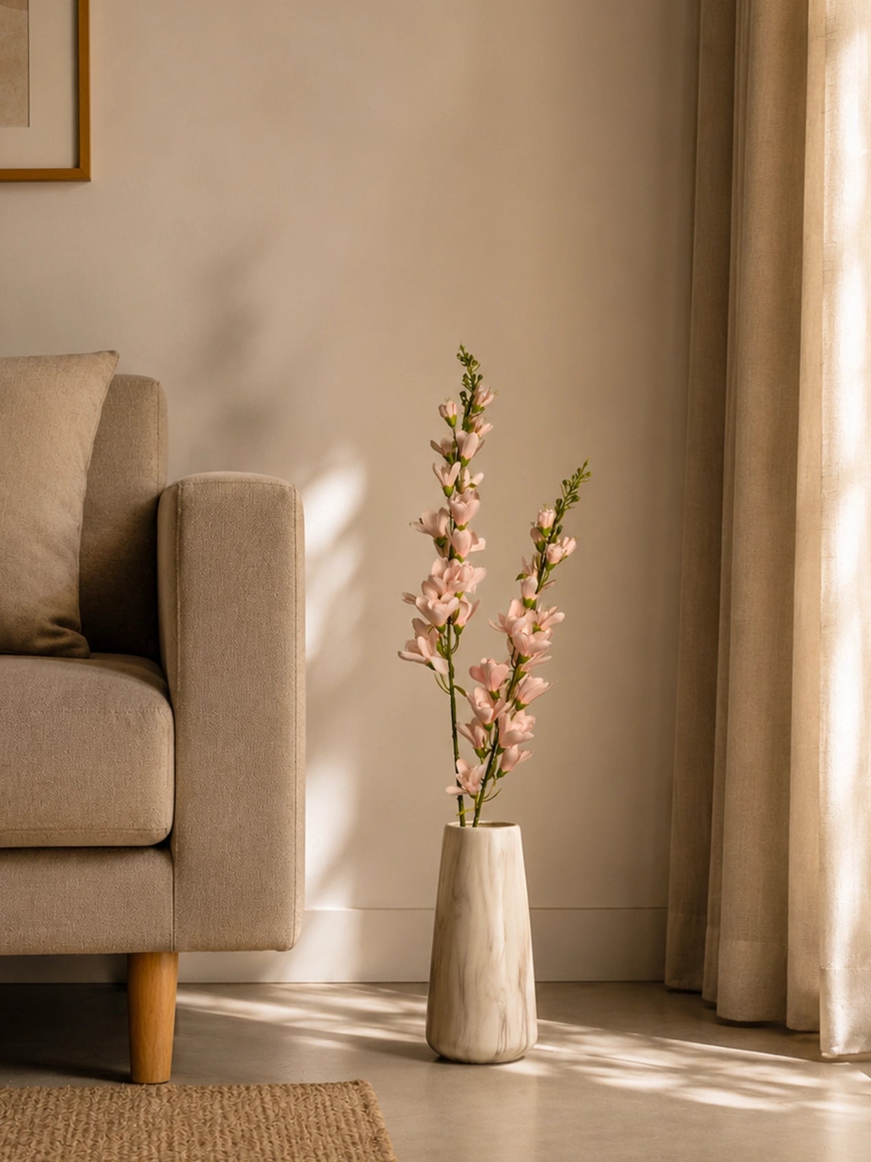 Artificial Orchid Flower Stick | Light Pink | 106 cm