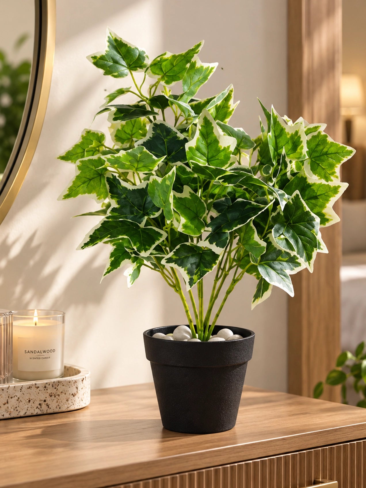 Ivory Elegance Artificial Bettina Ivy Plant | 45 cm | With Basic Pot