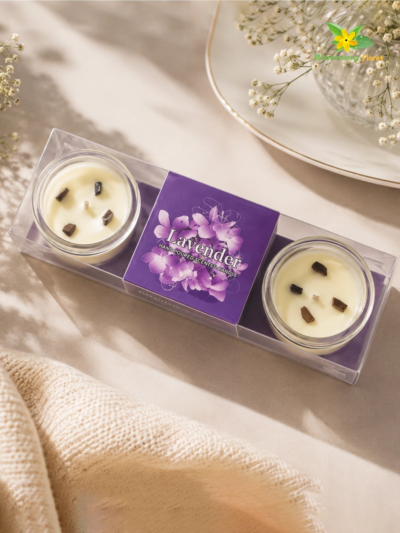 Glass Candle | Lavender | 5 cm | Set of 1, 2 Pcs