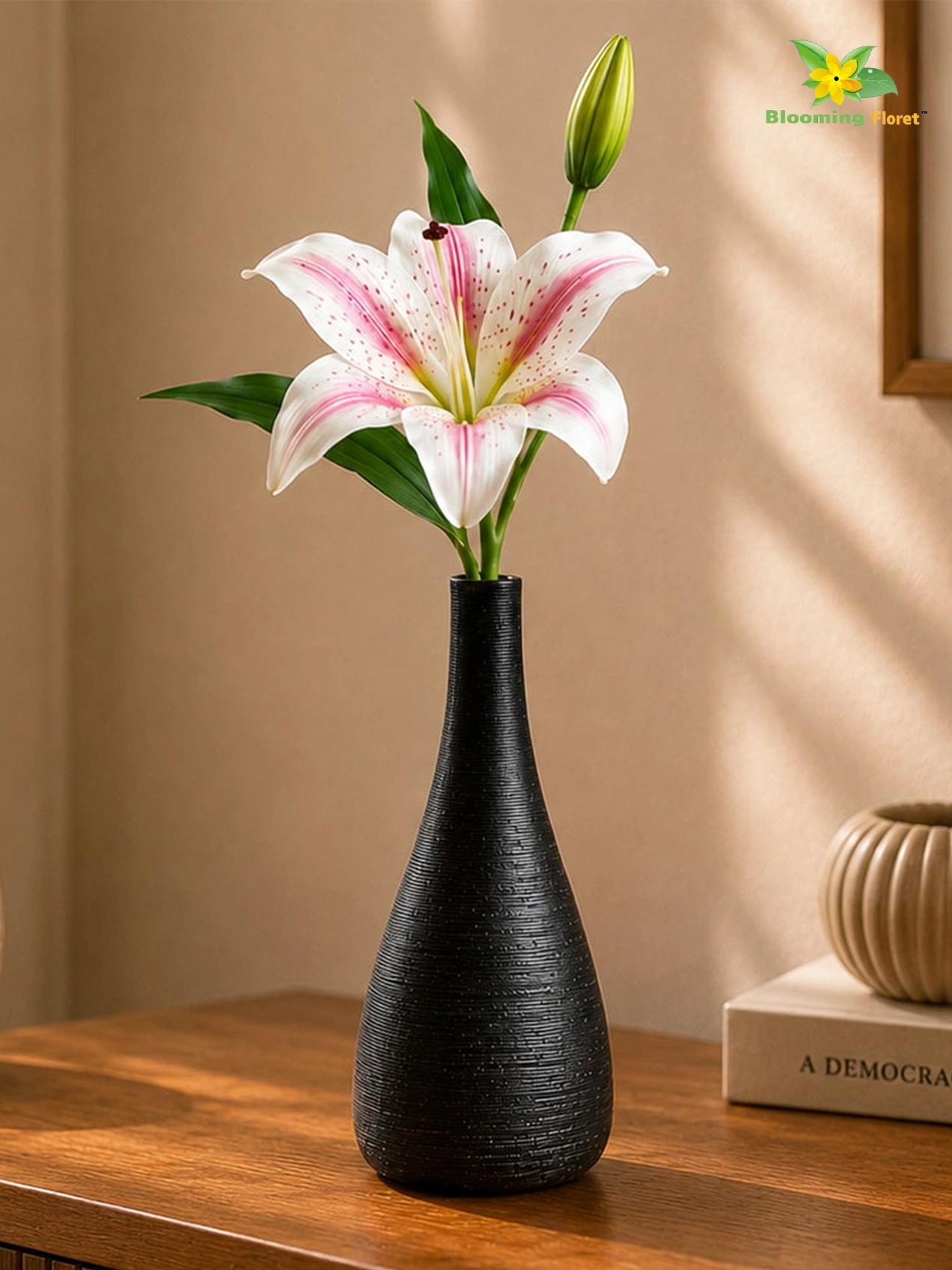 Artificial Lily Flower Stick | White, Light Pink | 35 cm