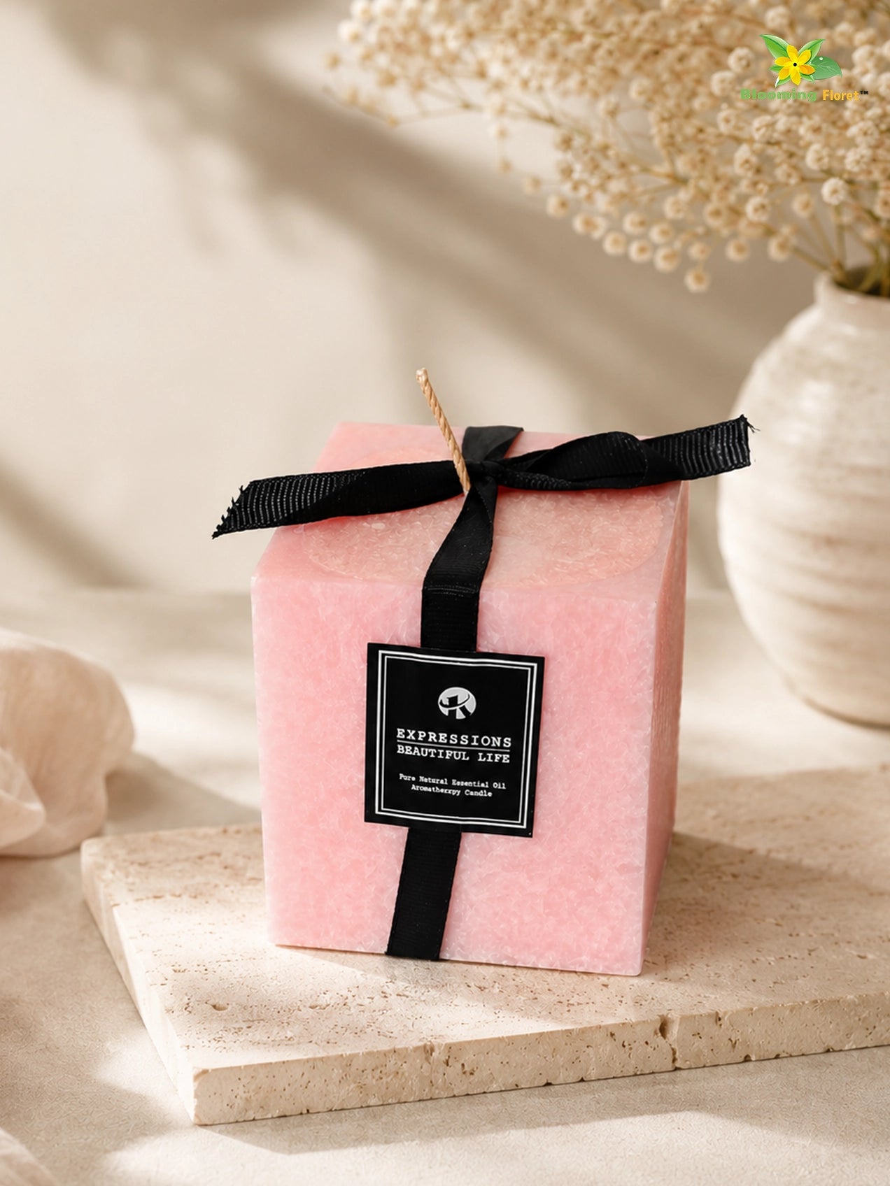 Scented Square Candle Expressions | Pink | 8 cm | Set of 1
