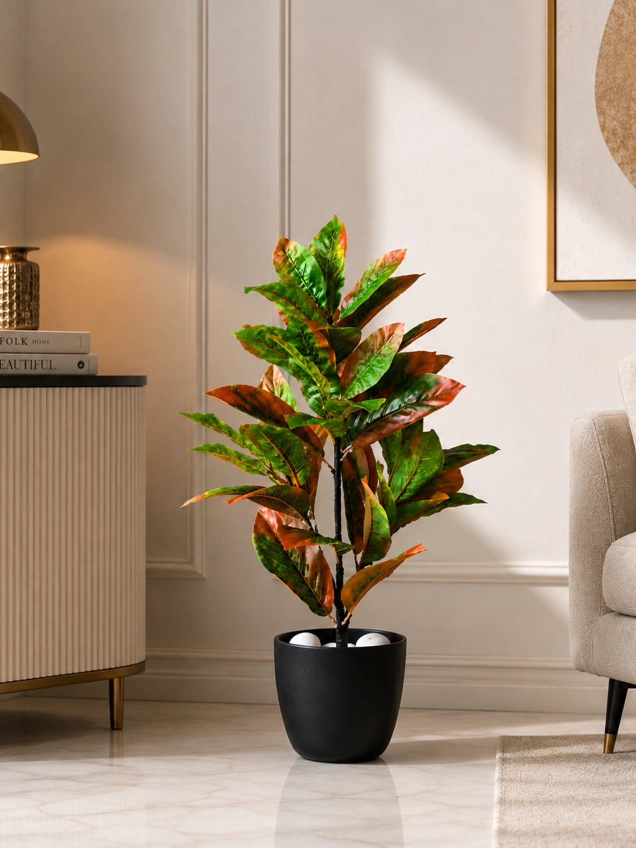 Artificial Croton Plant | 66 cm | 43 Leaves
