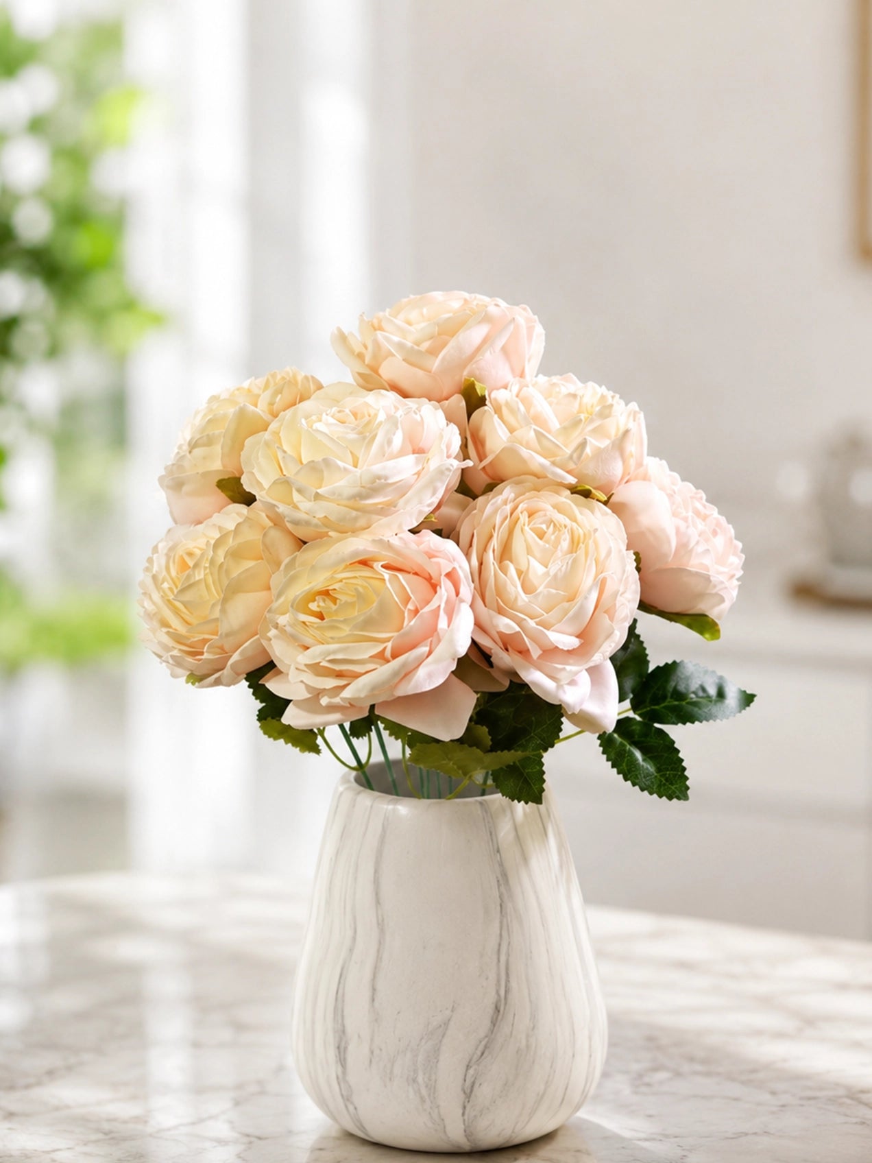 Artificial Rose Flower Bunch | Off White | 40 cm
