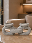 Stone Dual Candle Holder | Grey | 20 cm