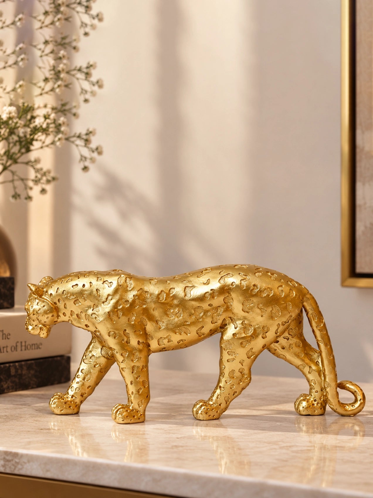 Gold Leopard Figurine | 26 cm