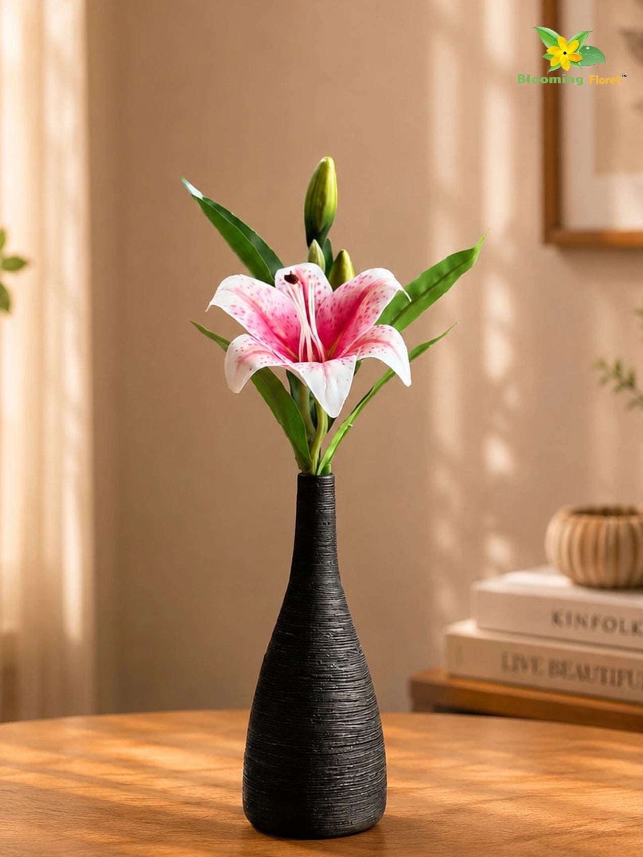 Artificial Lily Flower Stick | White, Dark Pink | 35 cm