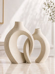 Harmony Loop Ceramic Vases | White | 21 cm | Set of 2