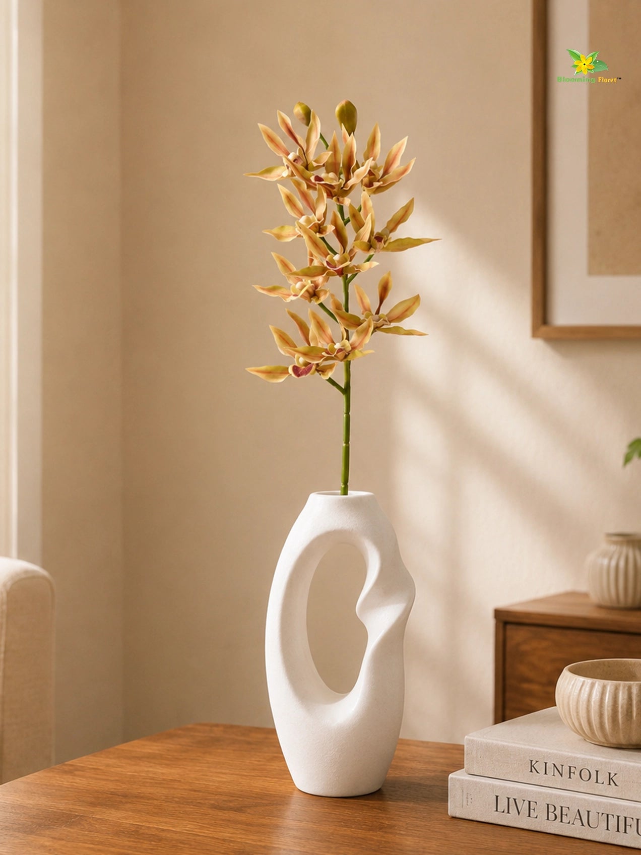 Orchid Flower Stick | Yellow & Red | 73 cm