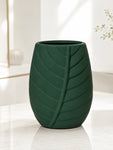 Leaf Impressed Ceramic Vase | Green | 19 cm