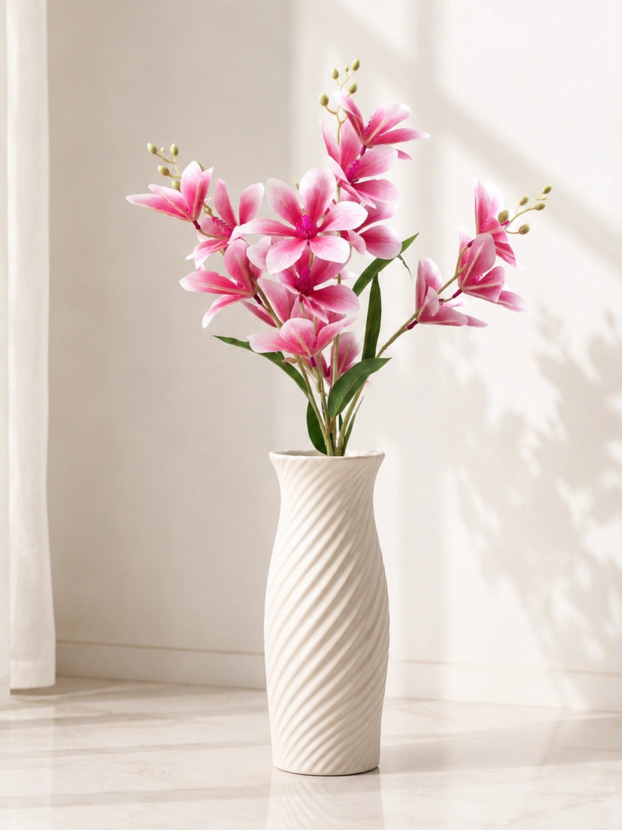 Artificial Magnolia Flower Stick | Ruby Red | 85 cm