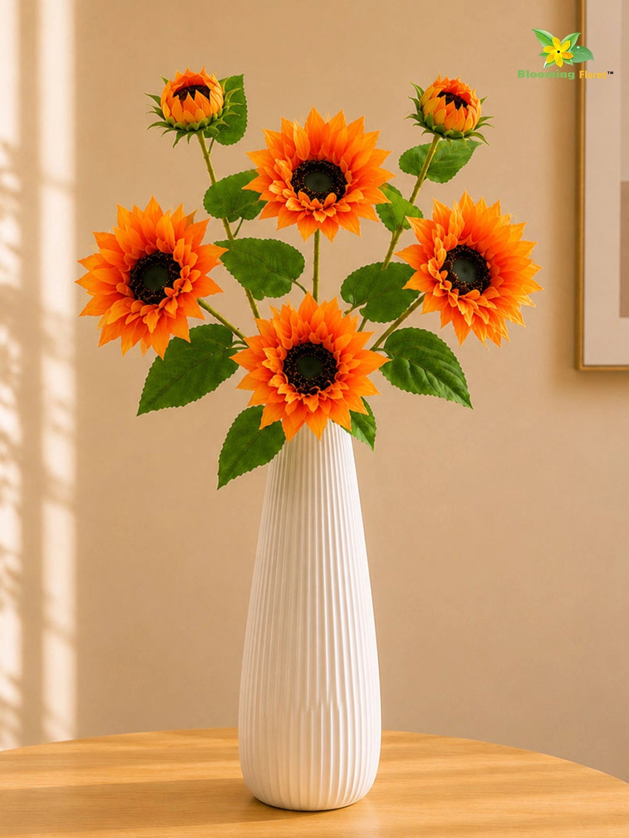 Artificial Sunflower Stick | Orange | 78 cm | Set of 2