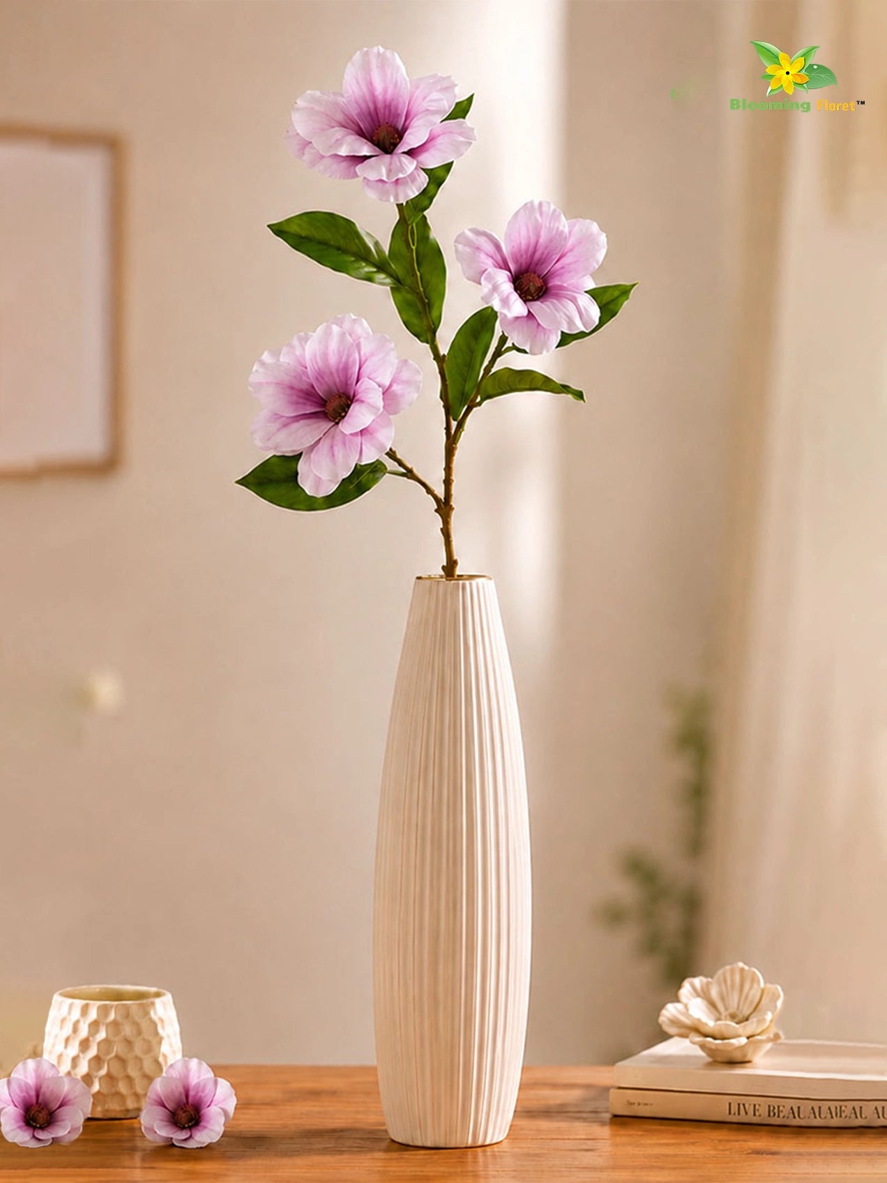 Magnolia Flower Stick | Purple | 95 cm