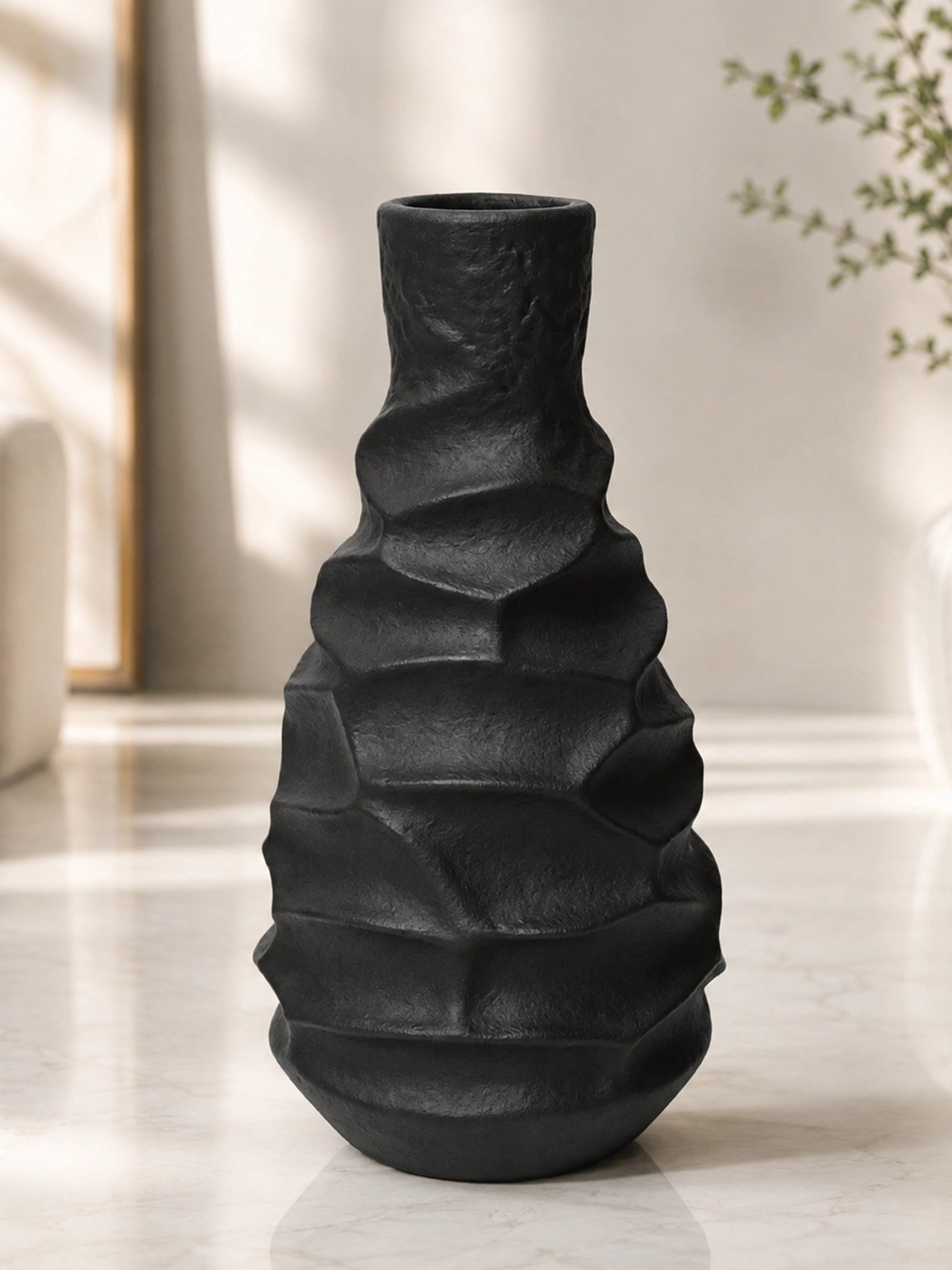 Black Spiral Ceramic Vase | 23 cm