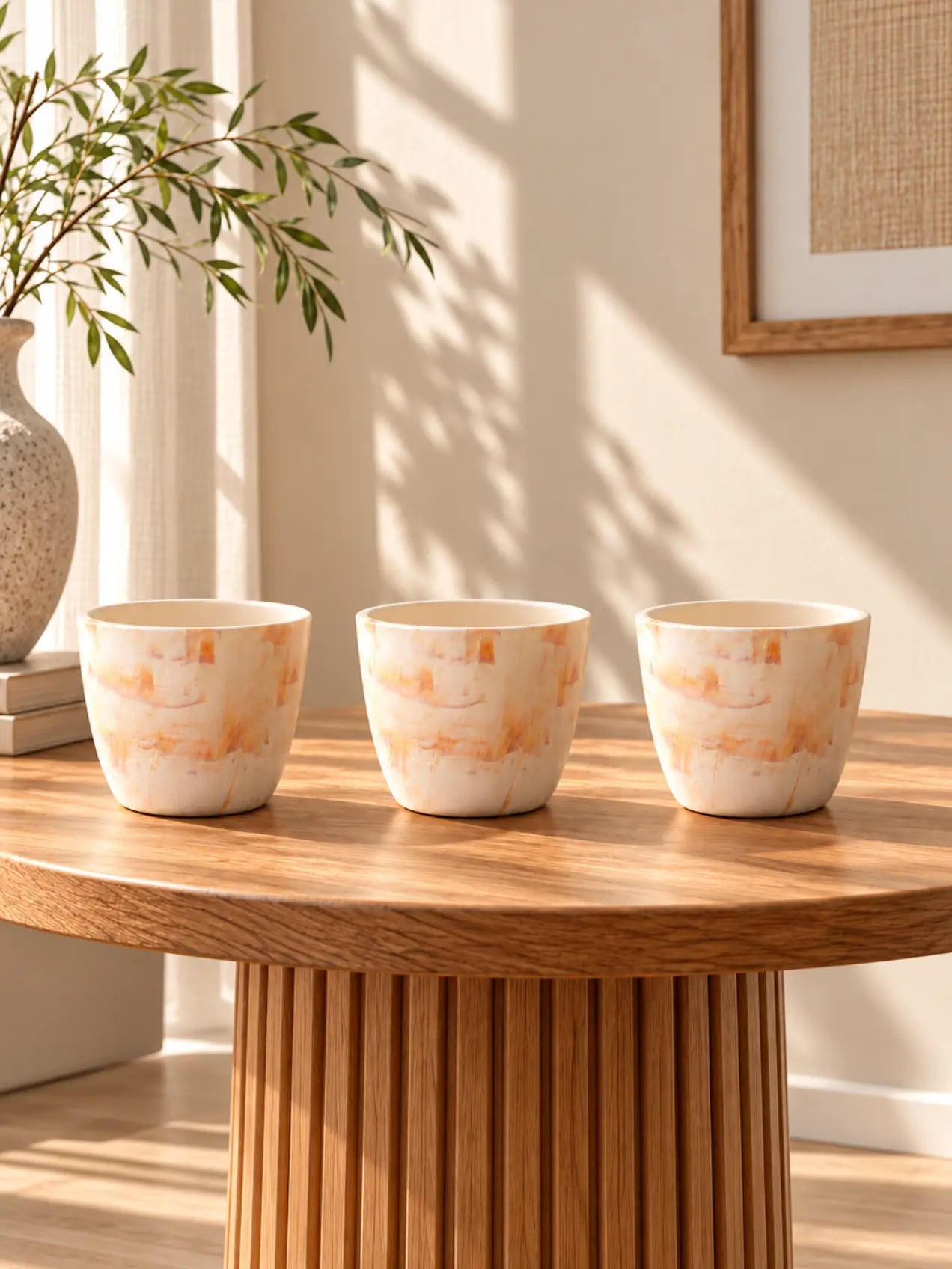 Vivid Tie-Dye Planter | Beige | 12 cm | Set of 3