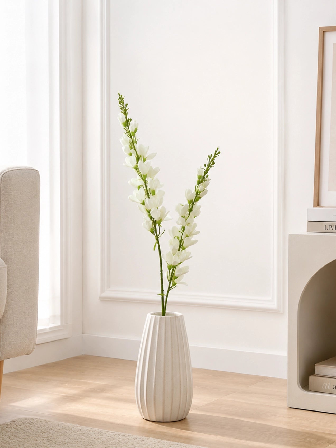 Artificial Orchid Flower Stick | White | 106 cm
