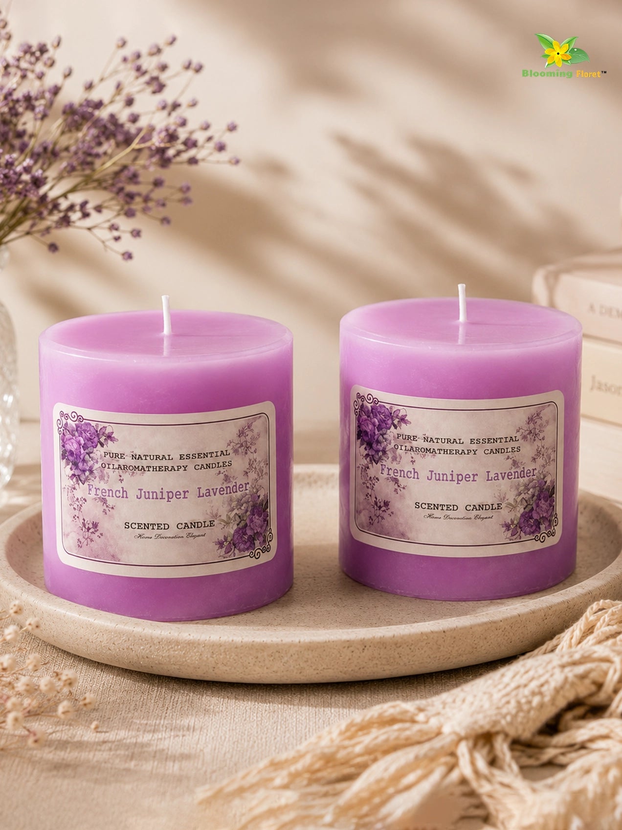 French Scented Pillar Candle | 8 cm | Set of 2