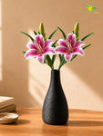 Artificial Lily Flower Stick | Dark Pink | 35 cm | Set of 2