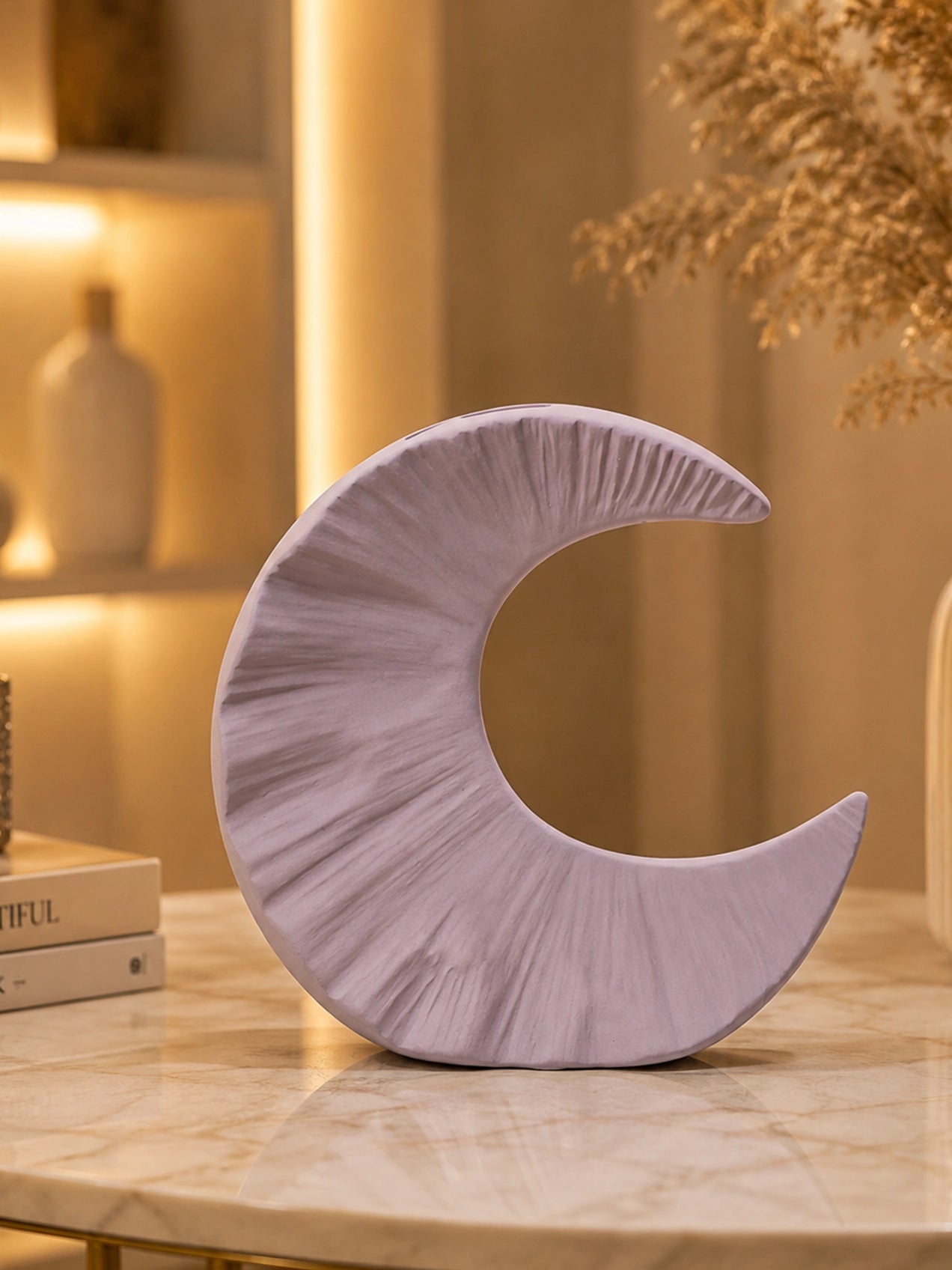 Half-Moon Ceramic Vase | Light Purple | 18 cm