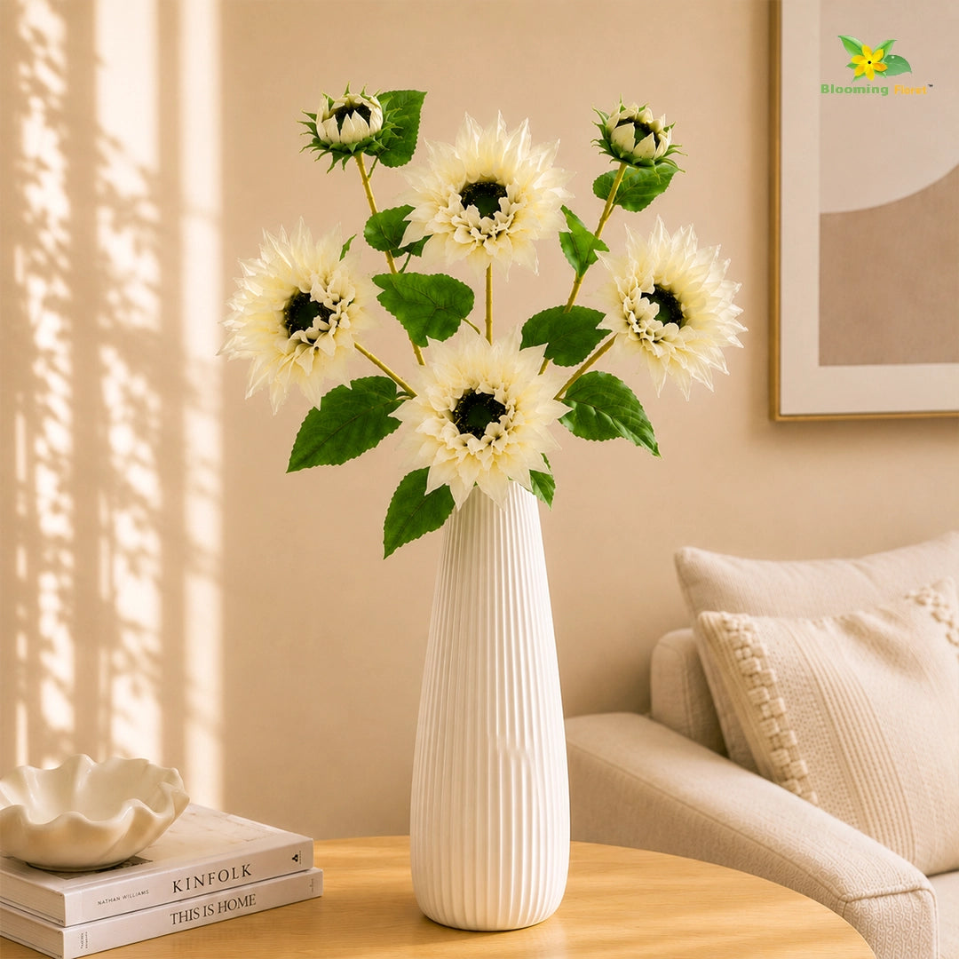 Artificial Sunflower Stick | Off White | 78 cm | Set of 2