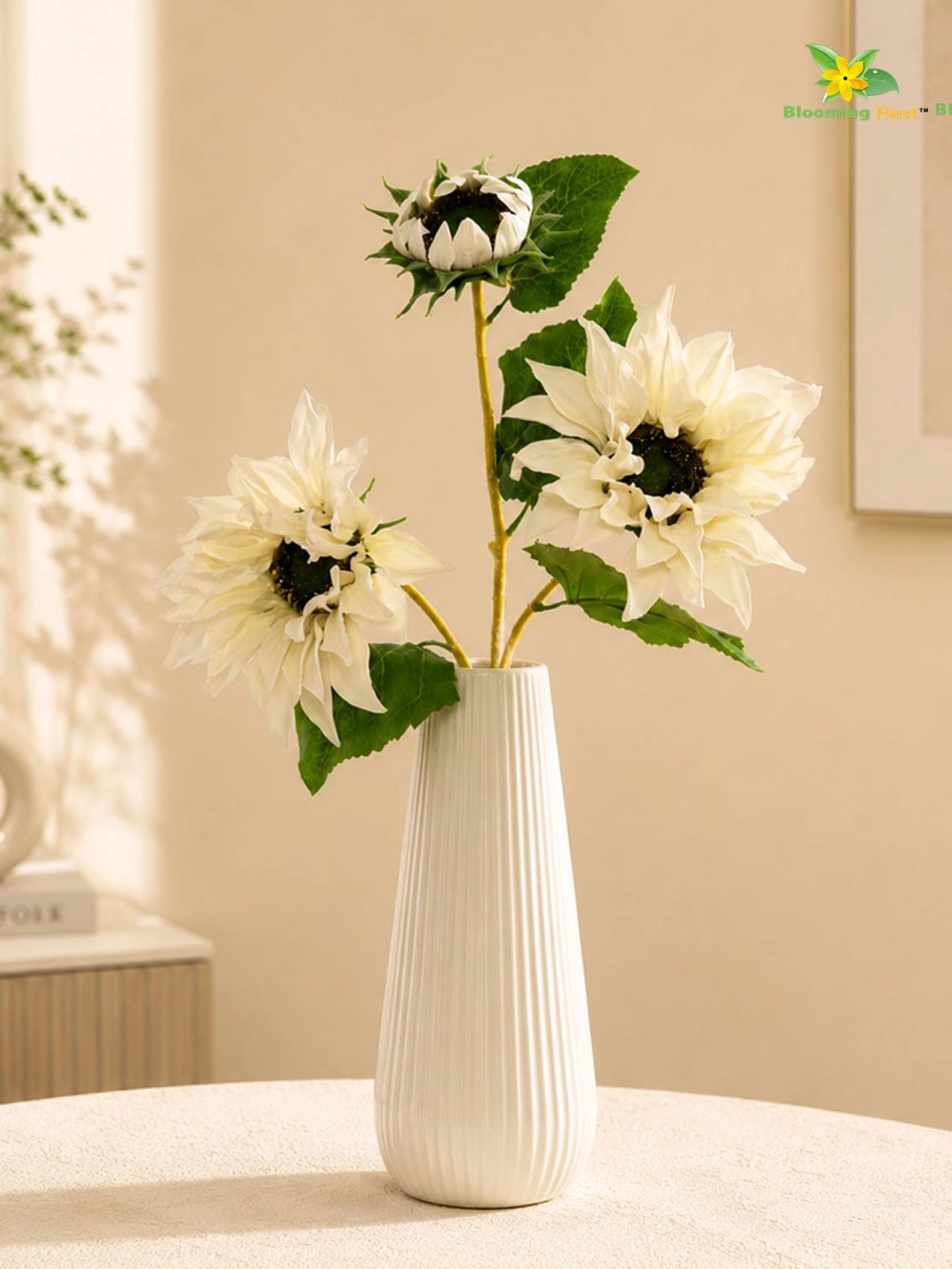 Artificial Sunflower Stick | Off White | 78 cm