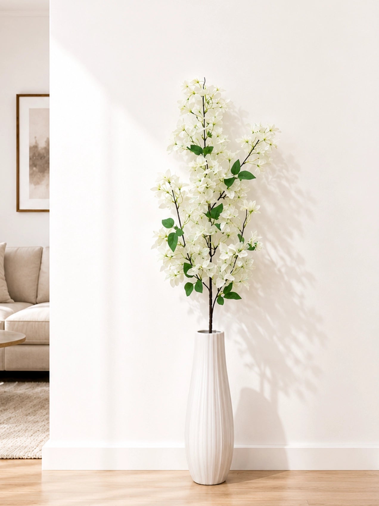 Artificial Bougainvillea Stick | White | 135 cm