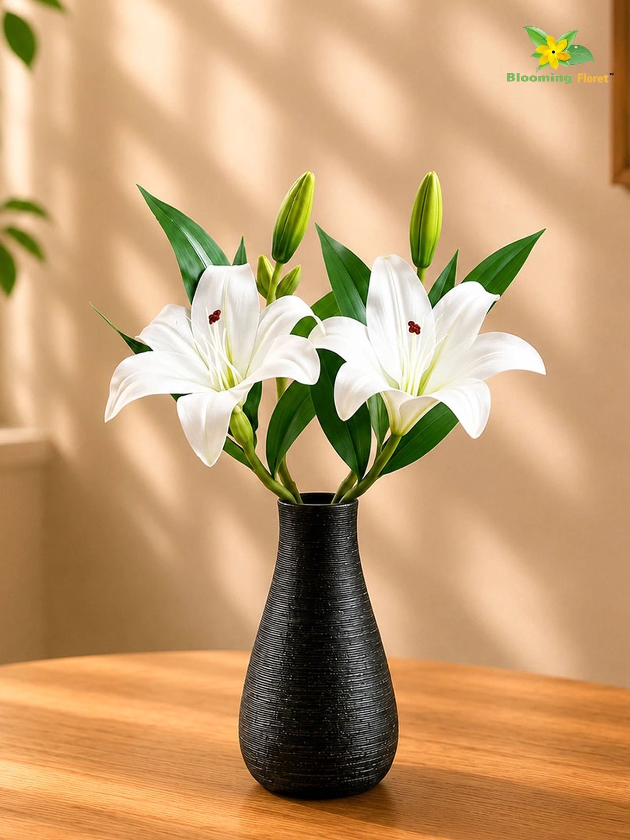 Artificial Lily Flower Stick | White | 35 cm | Set of 2