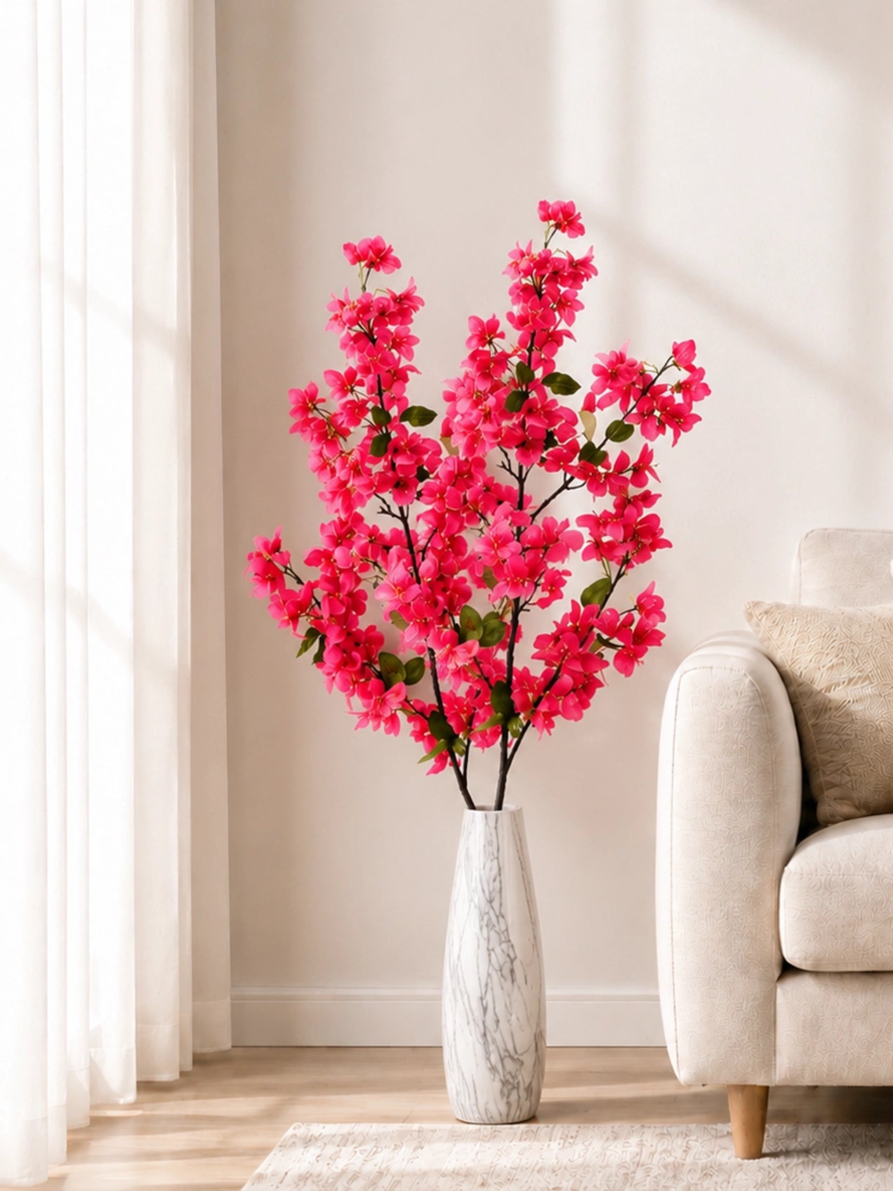 Artificial Bougainvillea Stick | Dark Pink | 135 cm | Set of 2