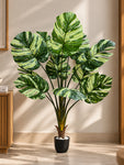 Artificial Monstera Tree Plant | Green Mix Leaves | 123 cm | 11 Leaves | With Basic Pot