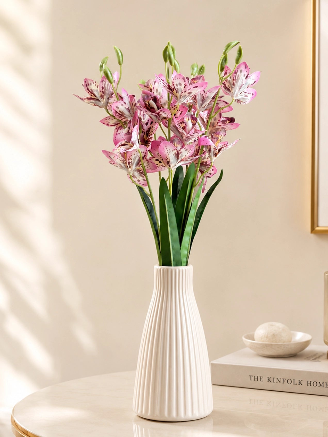 Artificial Cymbidium Orchid Flower Bunch | Pink | 57 cm