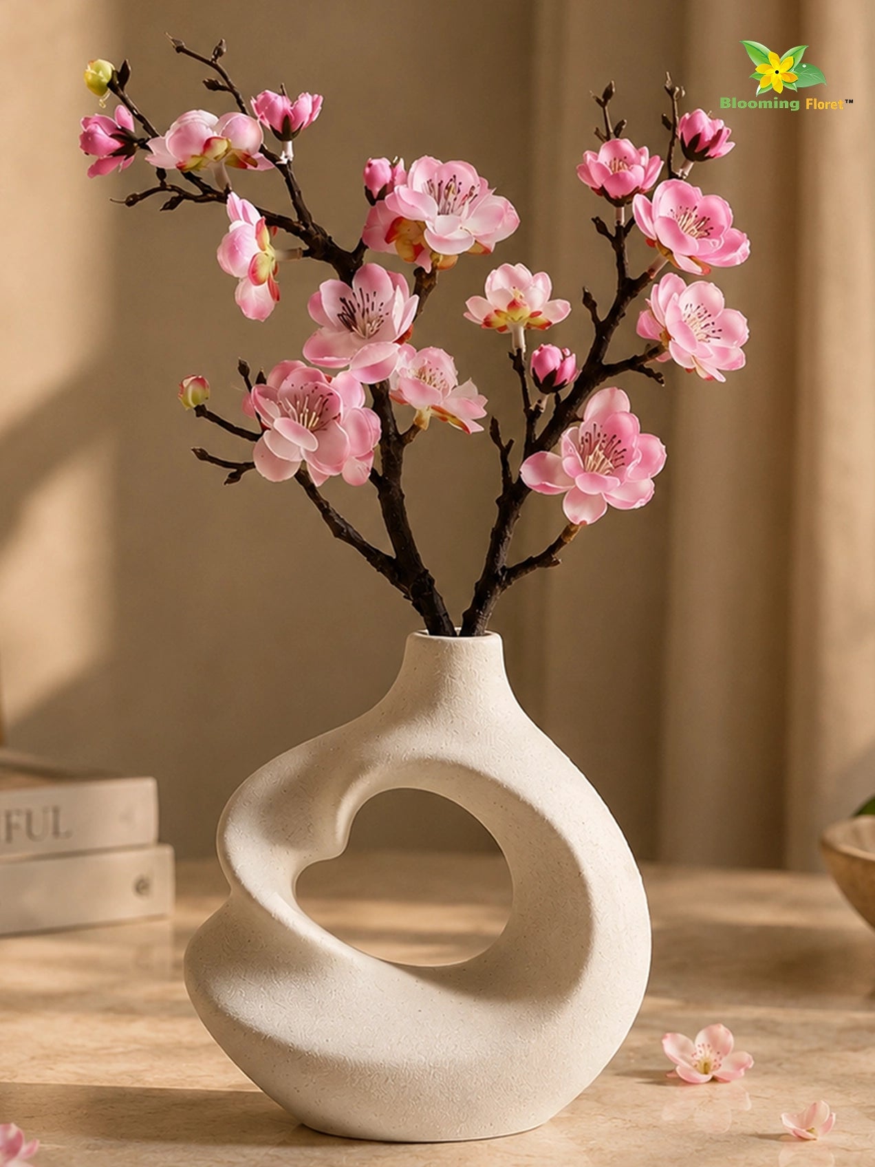 Small Plum Blossom Flower Stick | Pink | 35 cm | Set of 2