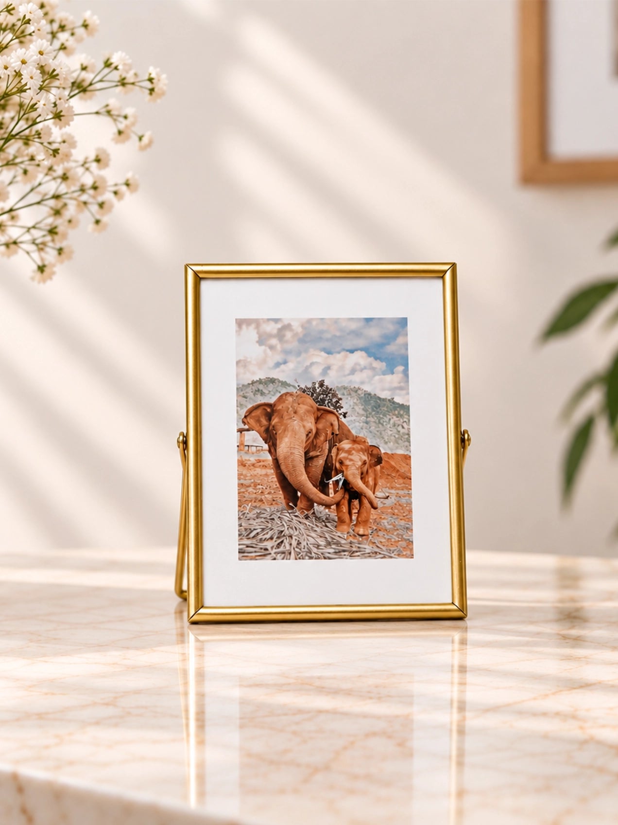 Elephant Metal Photo Frame | 18 cm