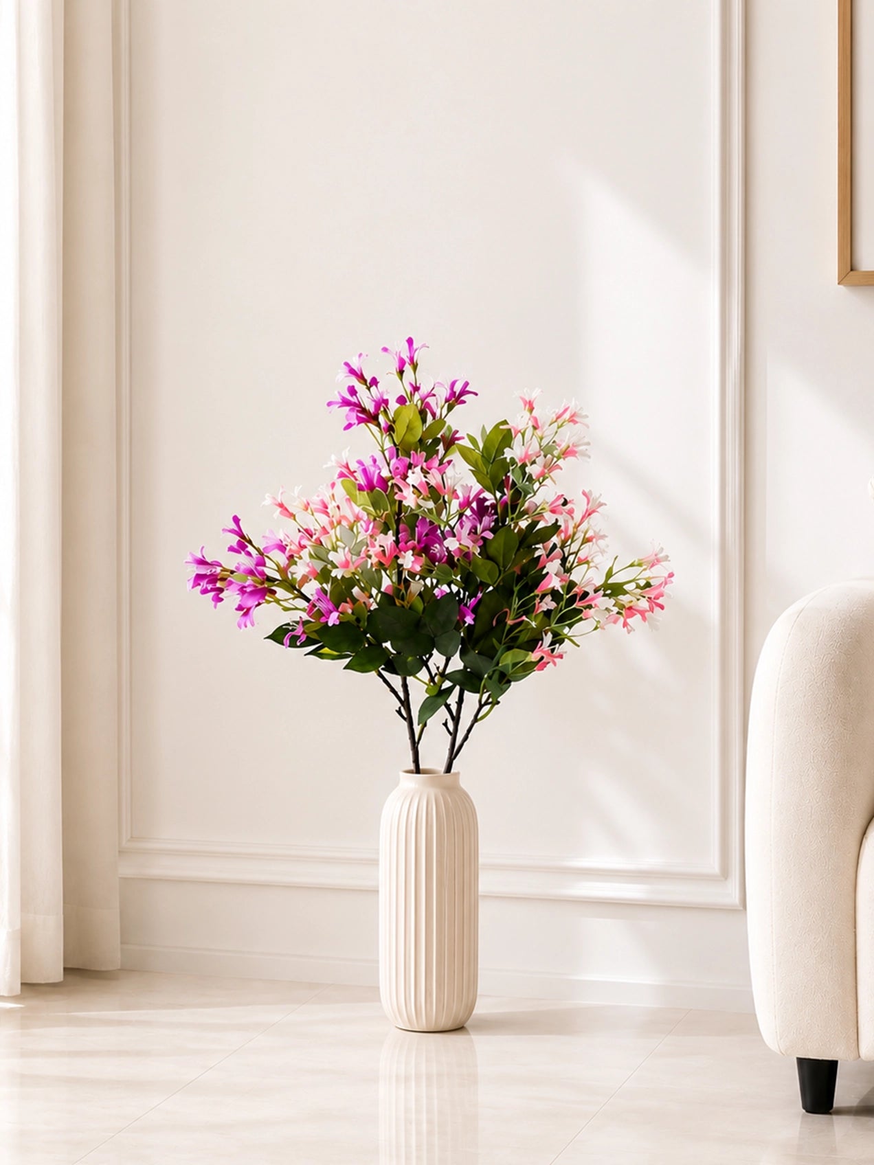Japanese Honeysuckle Flower Bunch | Light Pink, White and Purple | 90 cm