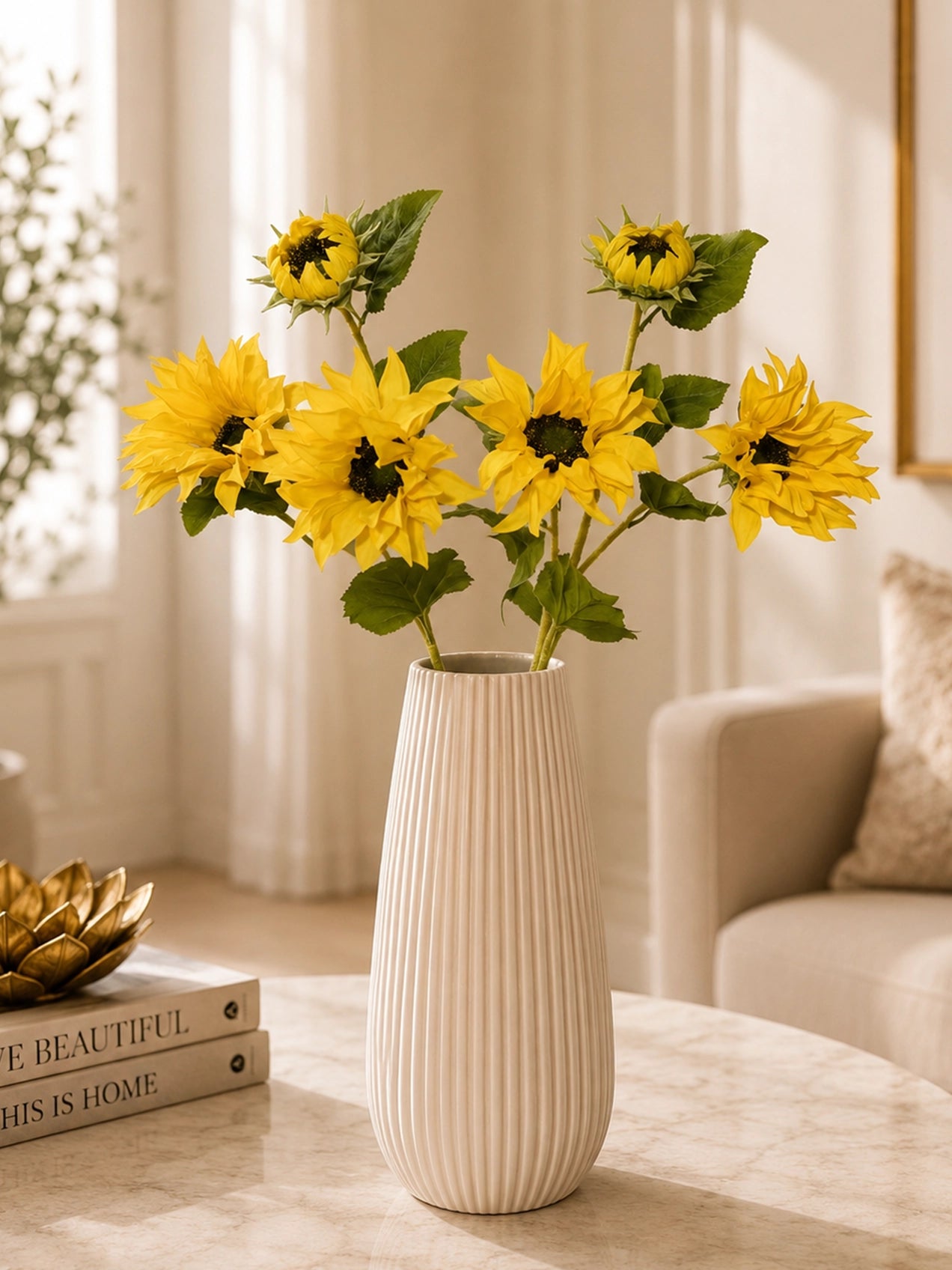 Artificial Sunflower Stick | Yellow | 78 cm | Set of 2