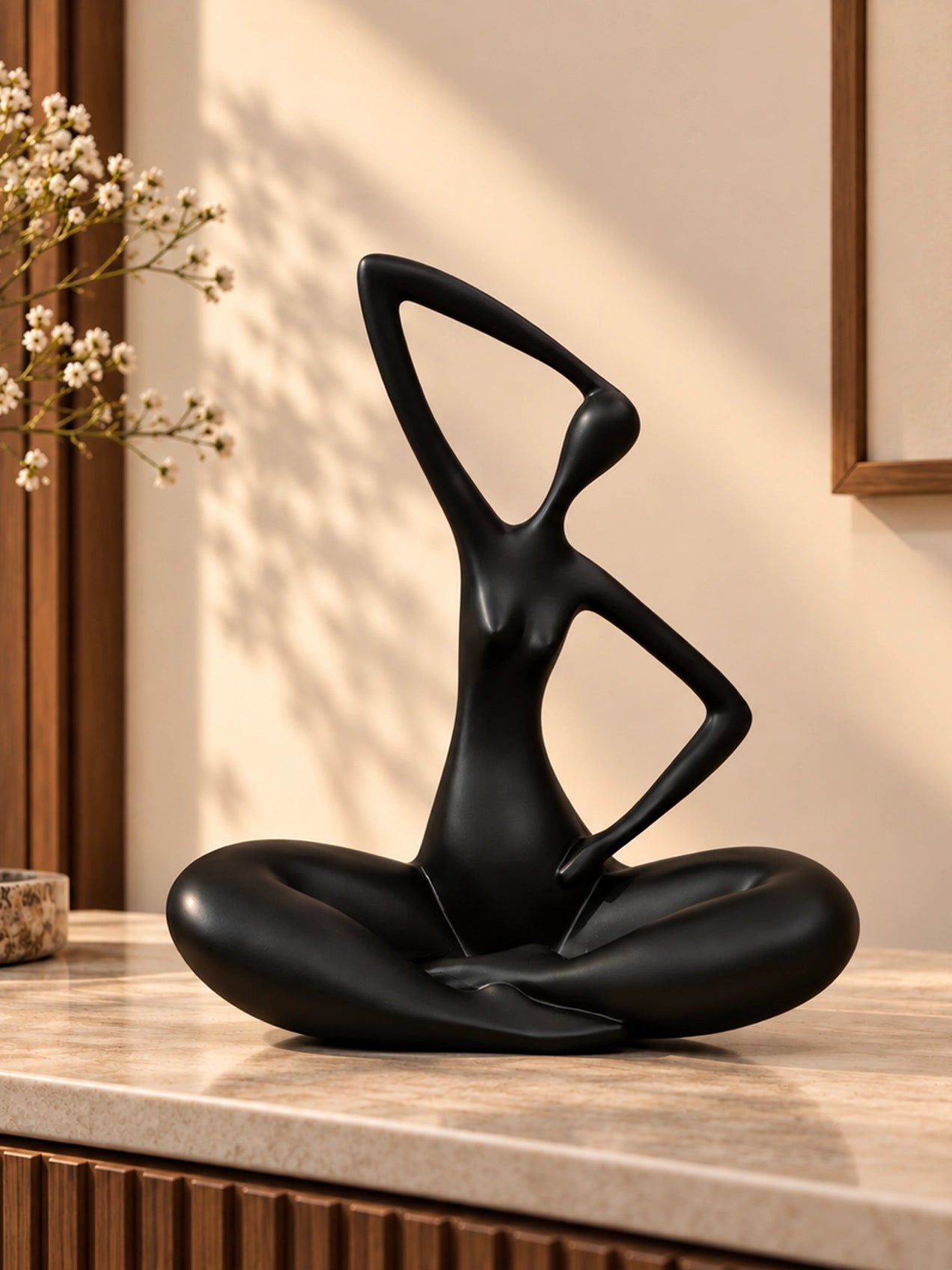 Blissful Yoga Sculpture | Black | 25 cm