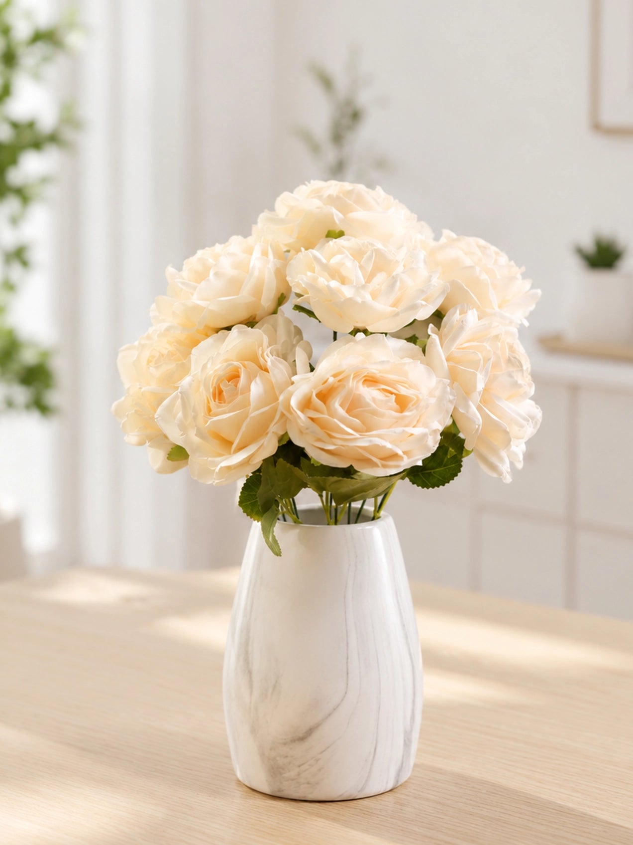 Artificial Rose Flower Bunch | Peach | 40 cm