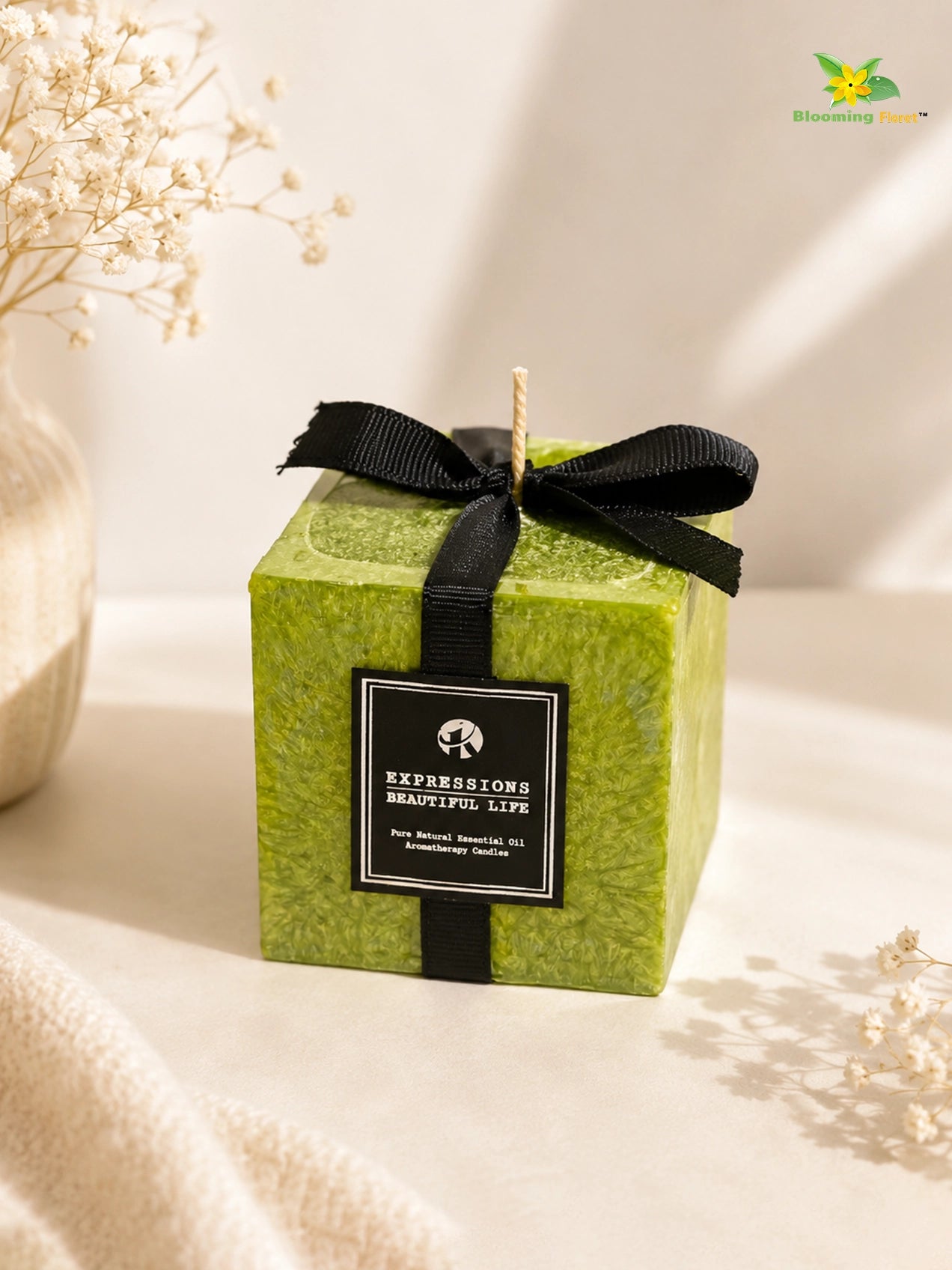 Scented Square Candle Expressions | Green | 8 cm | Set of 1