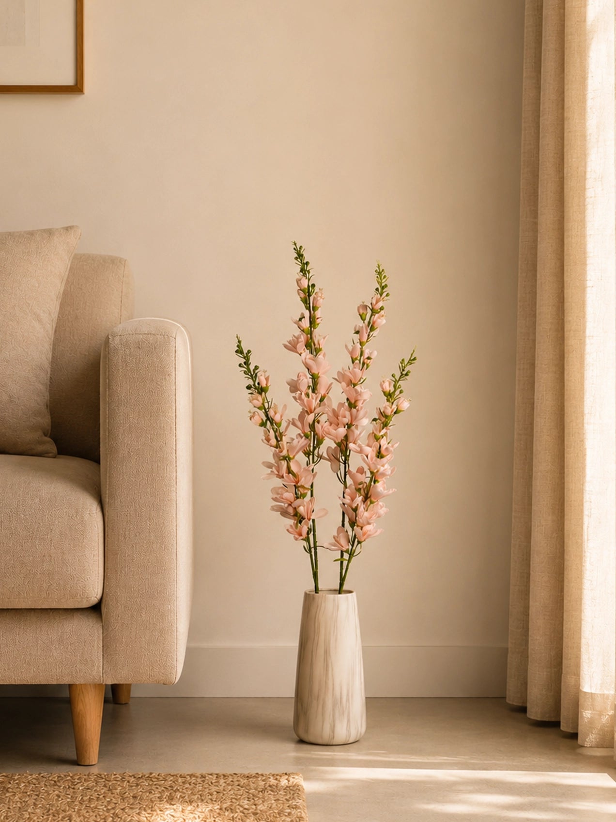 Artificial Orchid Flower Stick | Light Pink | 106 cm | Set of 2