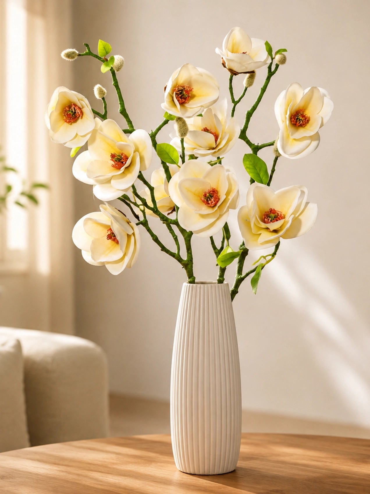 Magnolia Flower Stick | White | 72 cm | Set of 2
