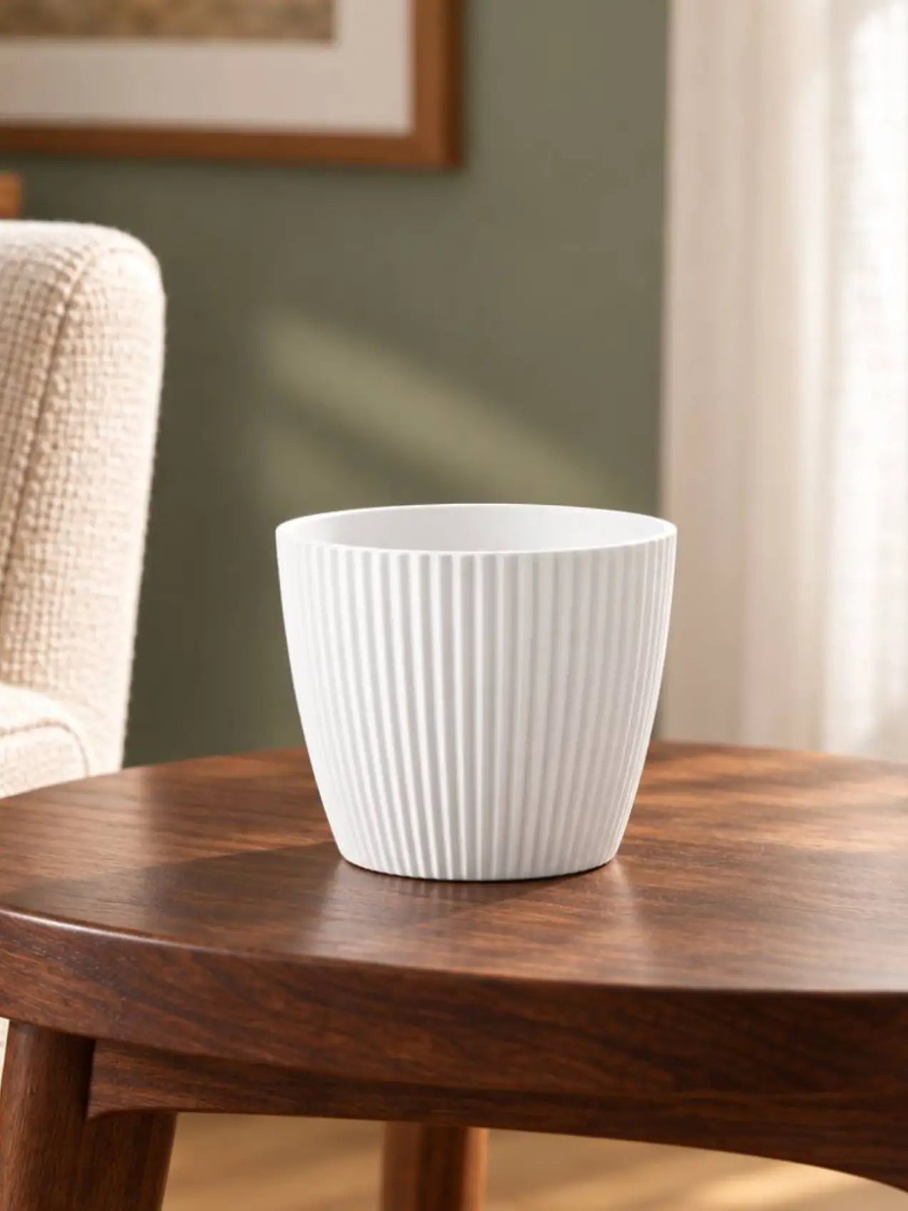 Elegant Ribbed Melamine Pot | White | 16 cm