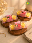 Glass Candle | Rose | 5 cm | Set of 3, 6 Pcs